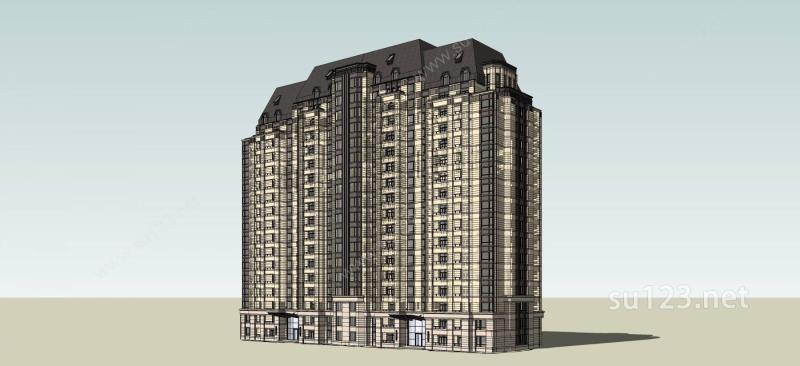 法式风格高层住宅SU模型
