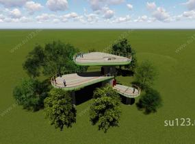 湿地公园观景塔SU模型