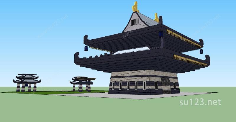 日式寺庙SU模型下载草图大师sketchup模型