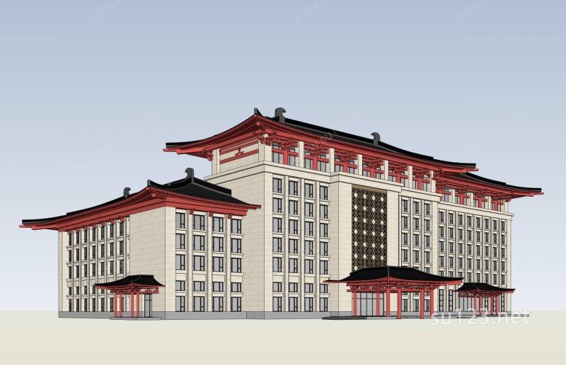 中式酒店SU模型下载草图大师sketchup模型