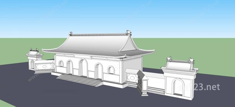 寺庙入口SU模型下载草图大师sketchup模型