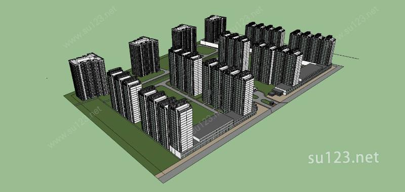 现代住宅区规划SU模型