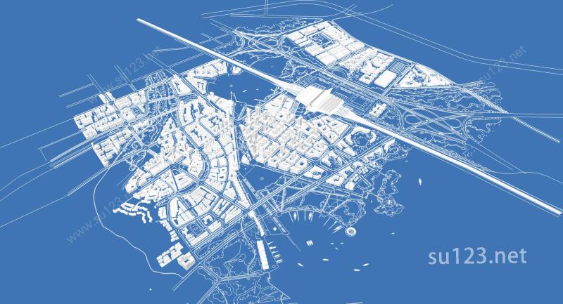 城市规划模型SU模型下载草图大师sketchup模型