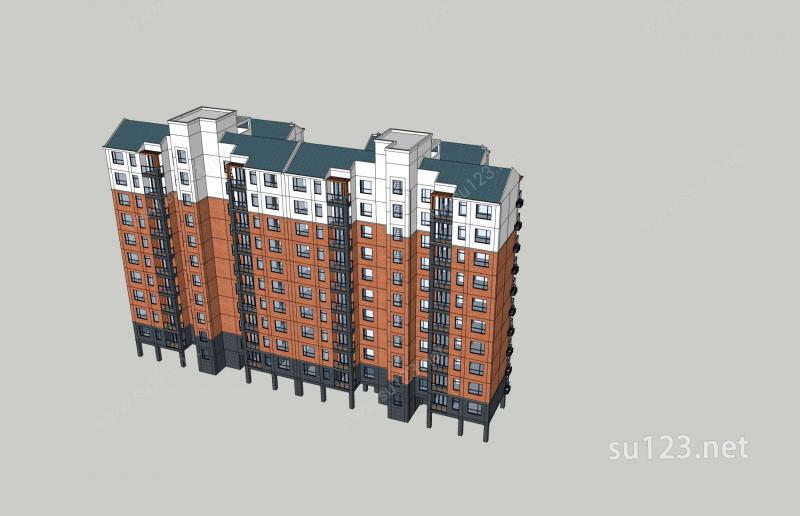 新中式高层住宅楼SU模型下载草图大师sketchup模型