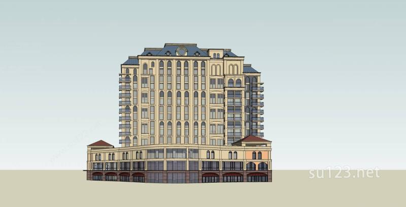 欧式高层商业住宅公寓SU模型