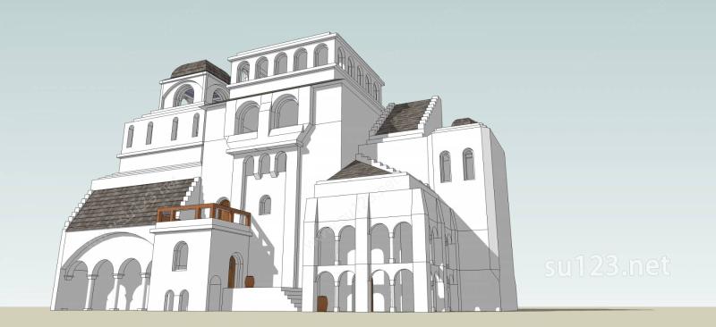 欧式风格城堡古建SU模型下载草图大师sketchup模型