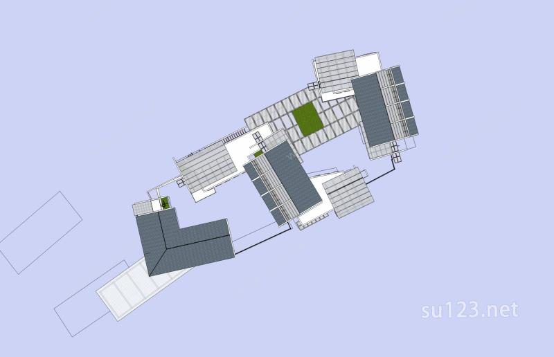 现代中式多层住宅楼SU模型下载草图大师sketchup模型