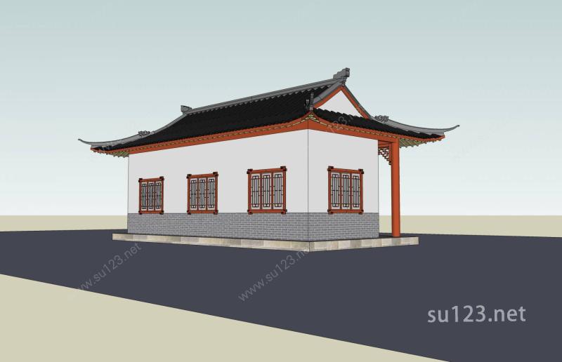 中式小屋SU模型下载草图大师sketchup模型
