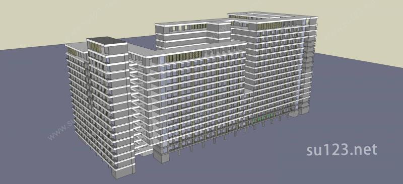 现代高层公寓SU模型