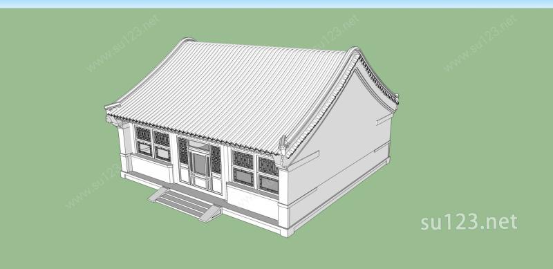 中式小建筑SU模型下载草图大师sketchup模型