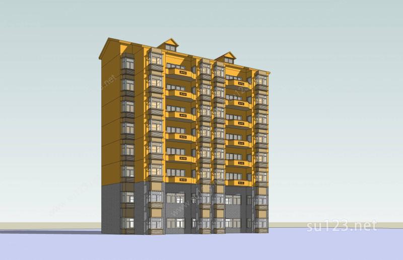 欧式小高层住宅楼SU模型