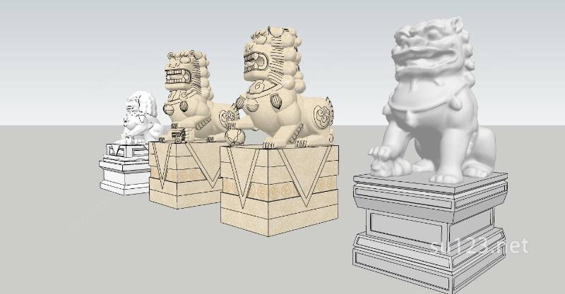 石狮子雕塑精模1SU模型