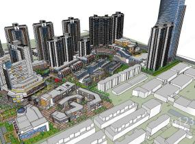 大型完整城市中心综合体商业中心设计SU模型