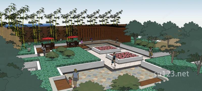 屋顶花园景观SU模型下载草图大师sketchup模型
