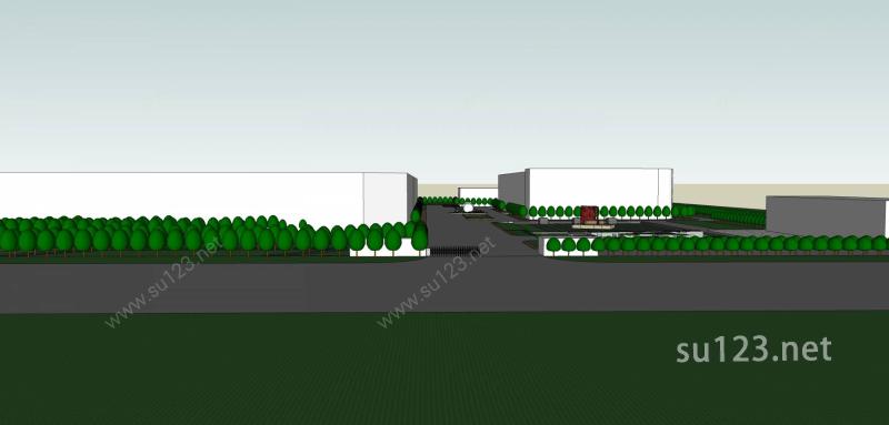 康缘药业工业园区的景观SU模型下载草图大师sketchup模型