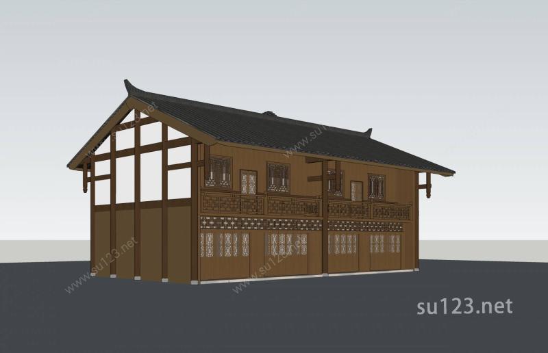 中式小建筑SU模型