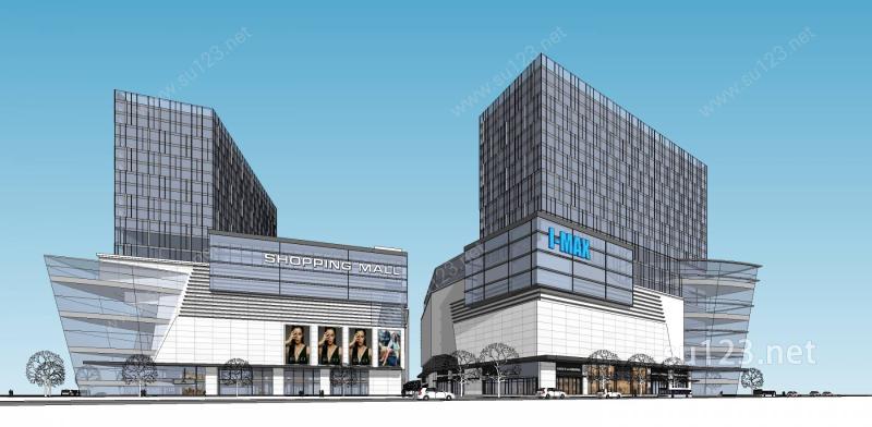 漂亮的商业大楼商业中心商业建筑综合体SU模型下载草图大师sketchup模型