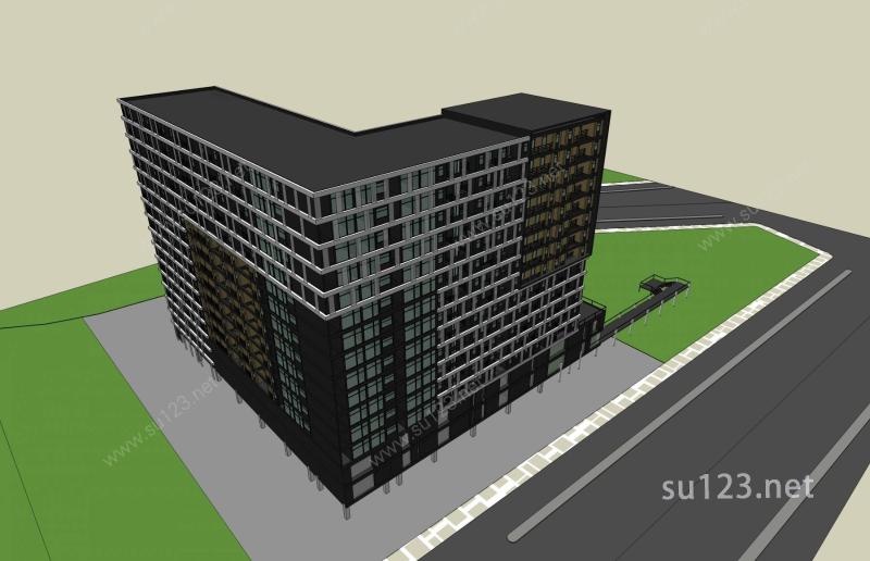 现代高层住宅公寓SU模型下载草图大师sketchup模型