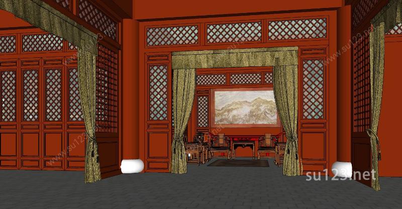 中式古宅室内SU模型