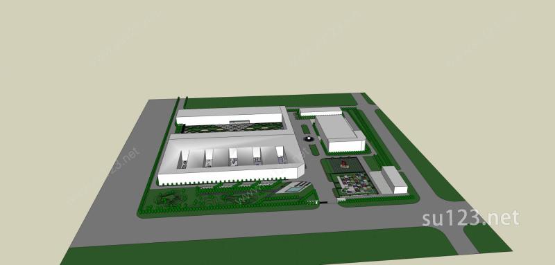 康缘药业工业园区的景观SU模型下载草图大师sketchup模型