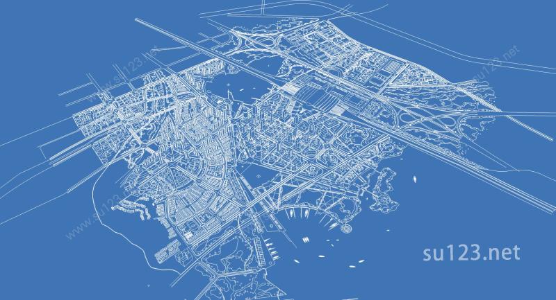 城市规划模型SU模型下载草图大师sketchup模型