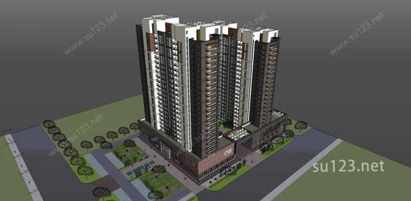 高层现代商业住宅SU模型