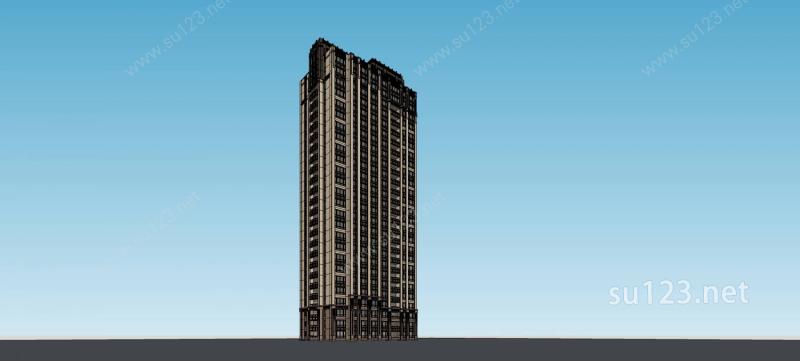 新古典风格高层住宅公寓SU模型