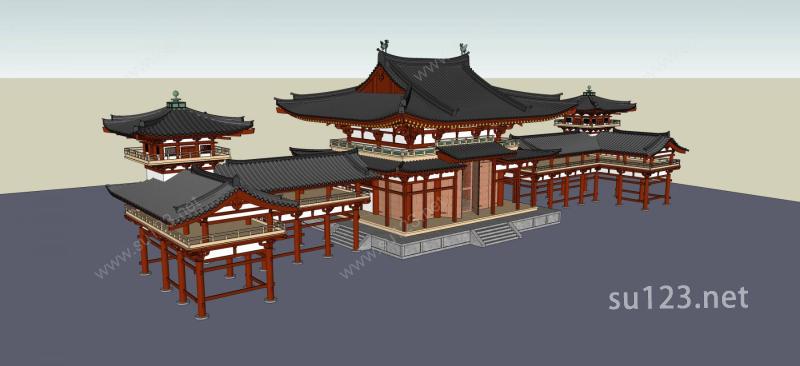 中式风格寺庙SU模型