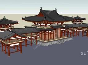 中式风格寺庙SU模型