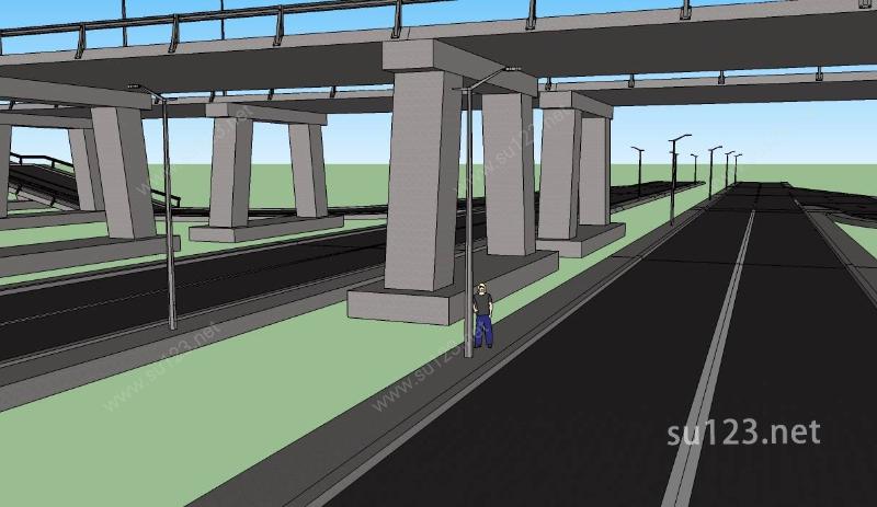 高速公路高架桥SU模型下载草图大师sketchup模型