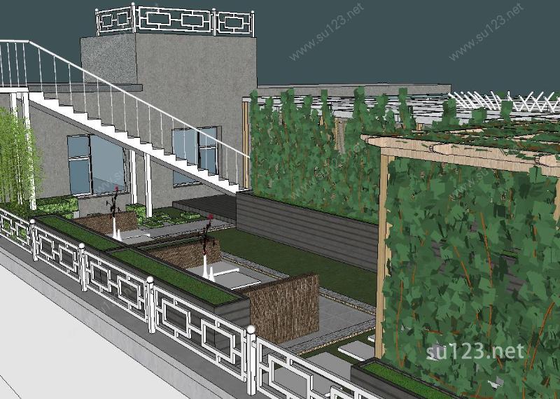 屋顶花园会所咖啡厅SU模型下载草图大师sketchup模型
