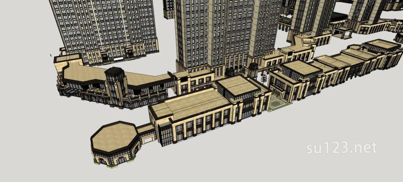 新古典风格商业住宅小区SU模型下载草图大师sketchup模型