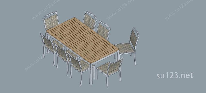 室外桌椅SU模型