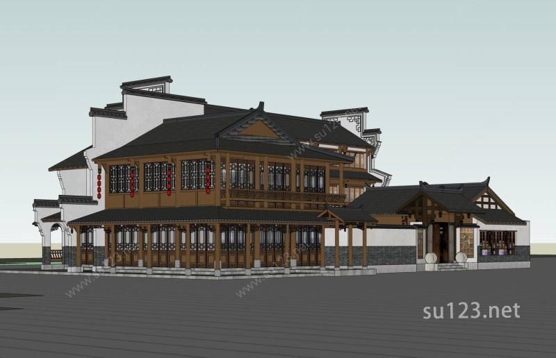 中式小酒店SU模型