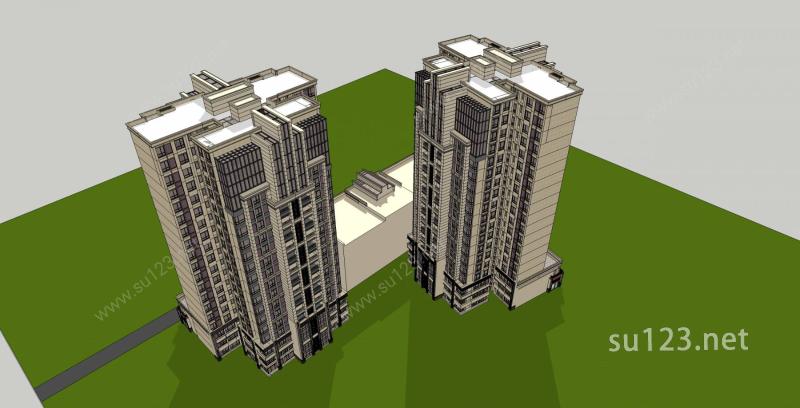 欧式商业住宅楼SU模型下载草图大师sketchup模型