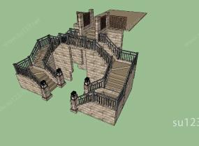 建筑构件-入户楼梯SU模型
