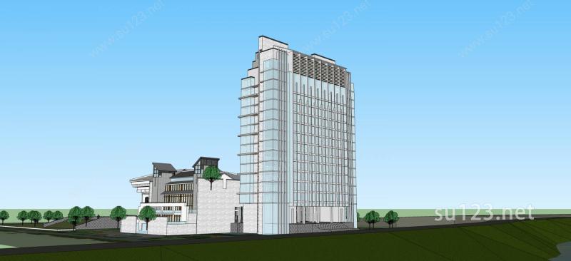 新中式风格酒店SU模型下载草图大师sketchup模型