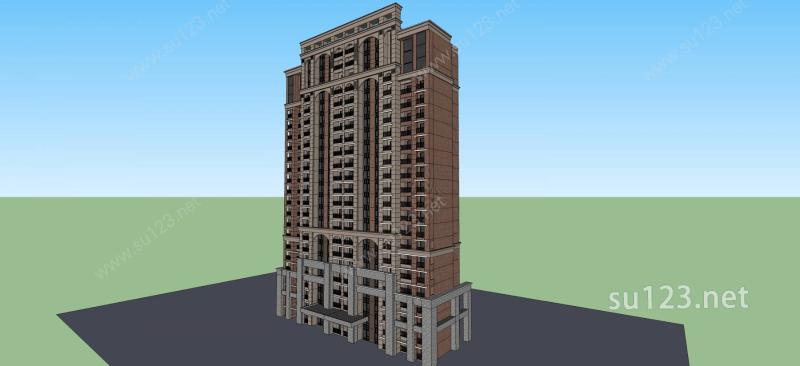 法式高层住宅SU模型下载草图大师sketchup模型
