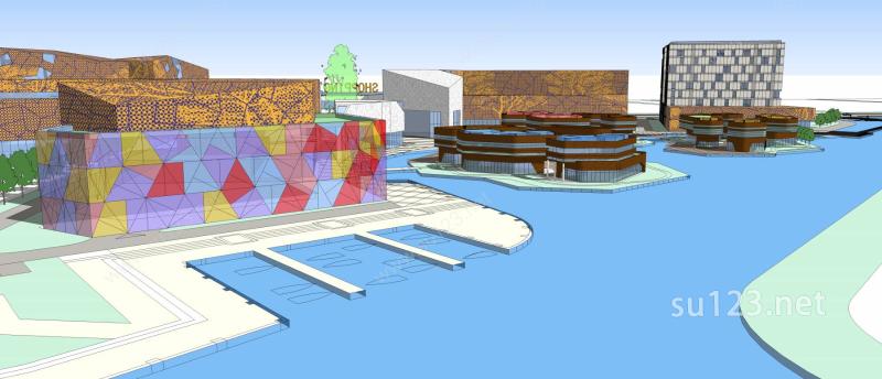 【创意园区】滨水现代创意产业园SU模型下载草图大师sketchup模型