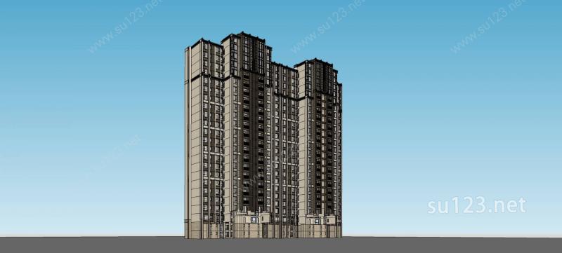 新古典风格高层公寓SU模型