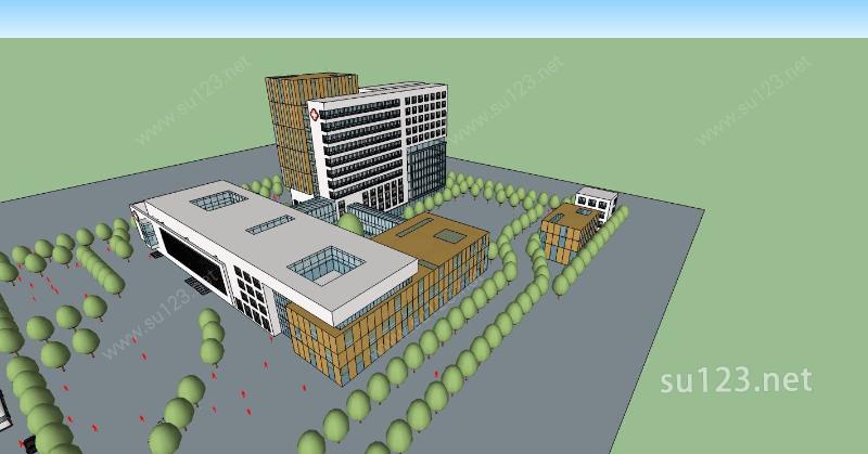 现代风格大型医院SU模型下载草图大师sketchup模型