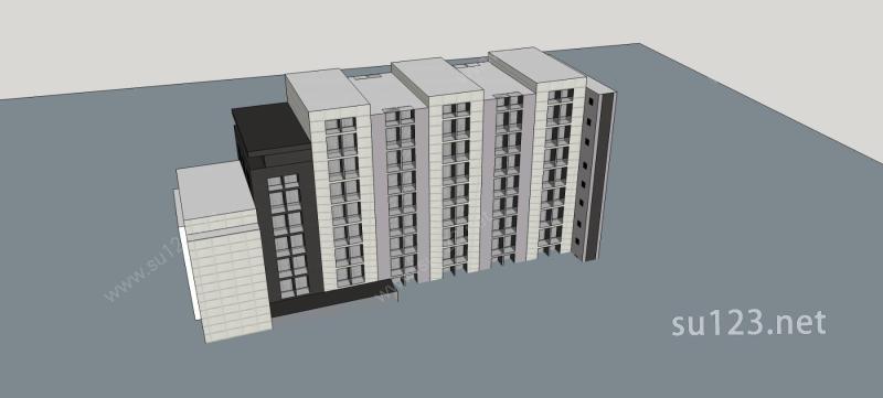 现代小高层住宅公寓SU模型下载草图大师sketchup模型