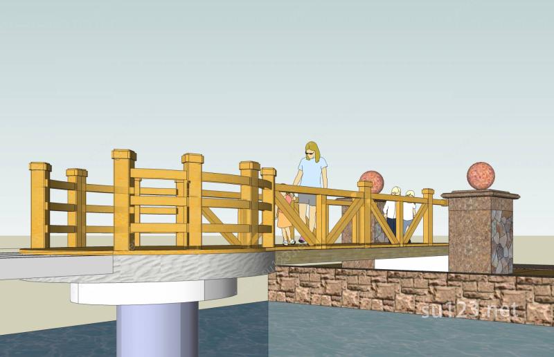 小桥及景观SU模型下载草图大师sketchup模型