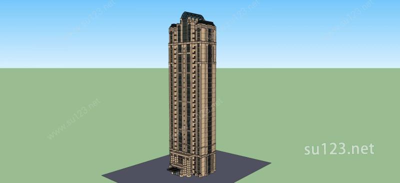 法式高层住宅SU模型