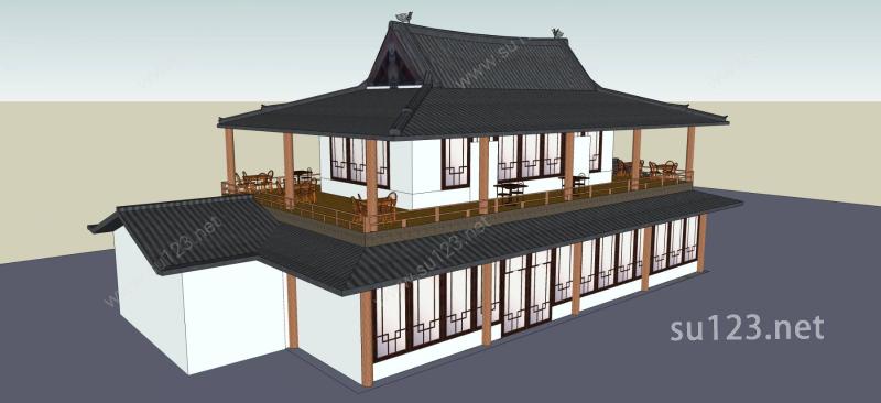 中式风格餐厅SU模型下载草图大师sketchup模型