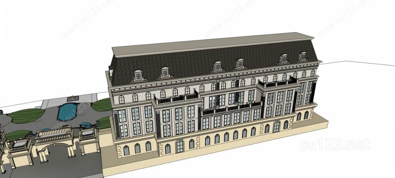 法式会所和别墅SU模型下载草图大师sketchup模型