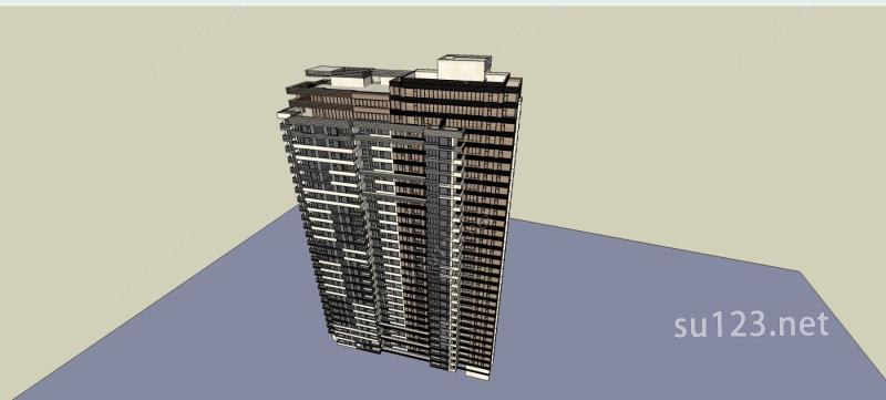 现代高层公寓SU模型下载草图大师sketchup模型