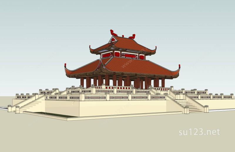 中式大殿SU模型