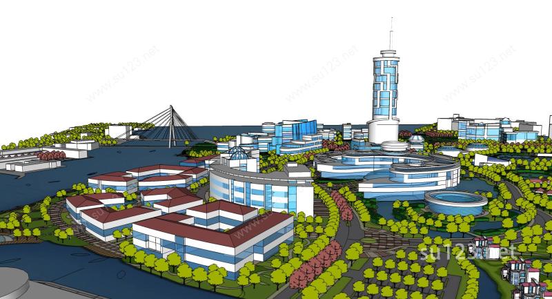 大型城市设计规划高精模型SU模型下载草图大师sketchup模型