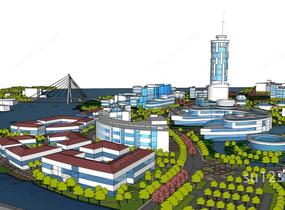 大型城市设计规划高精模型SU模型